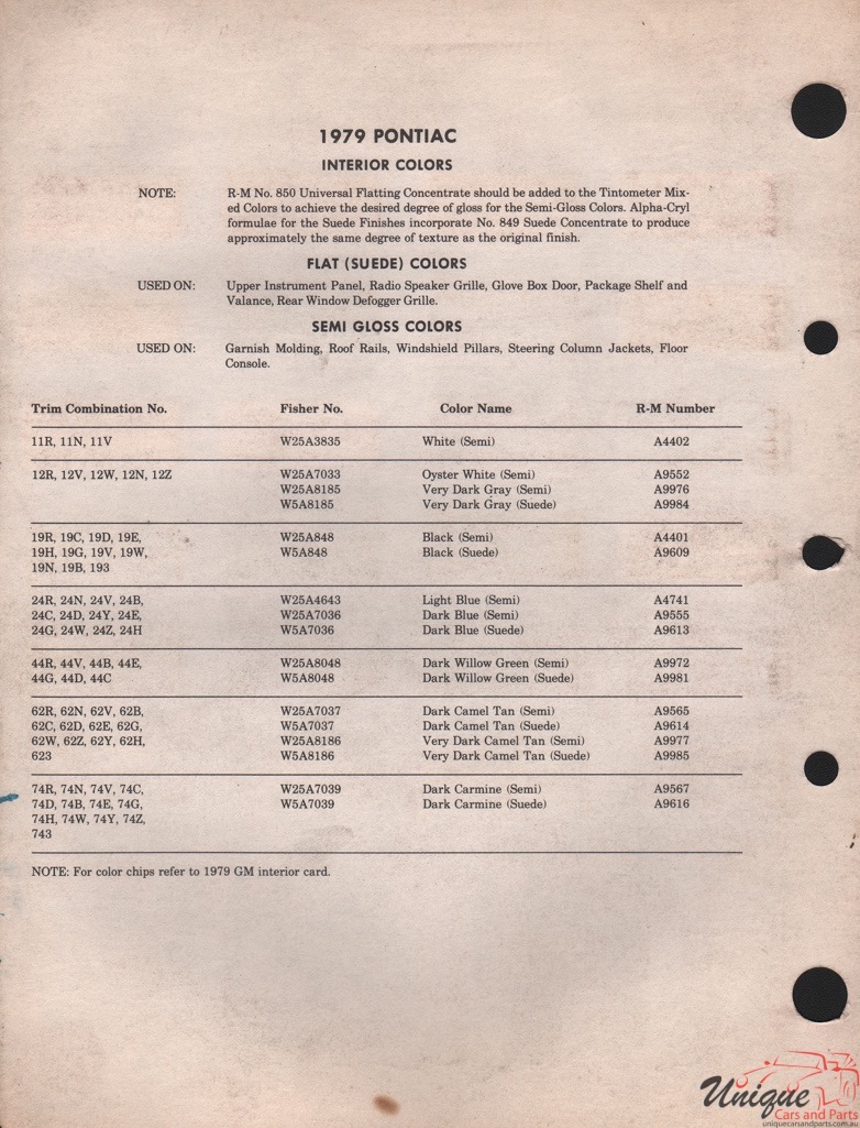 1979 Pontiac Paint Charts RM 2